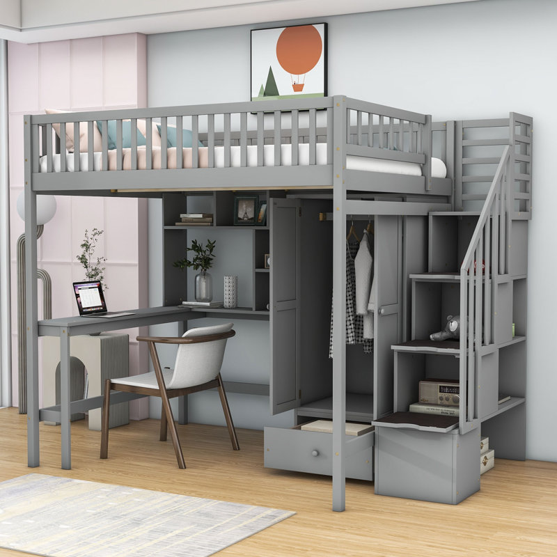 Harriet Bee Heflick Full Loft Bed Bed with Built in Desk by Harriet Bee Reviews Wayfair